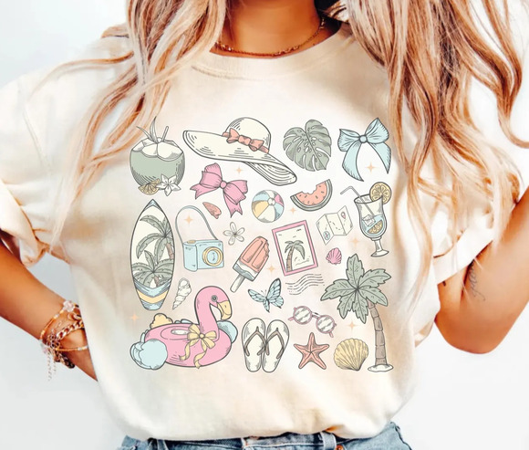 Other - Coastal Summer Shirt, Beach Shirt, Seashell Shirt